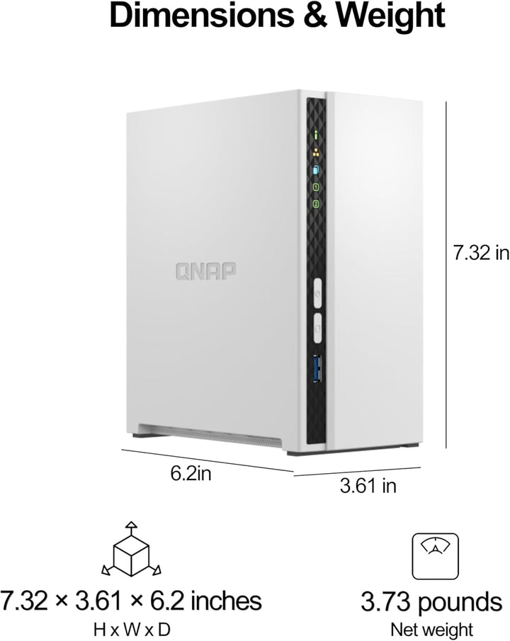 QNAP TS-233-US 2 Bay Günstiger Desktop NAS mit ARM Cortex-A55 Quad-Core-Prozessor und 2GB DDR4 RAM (
