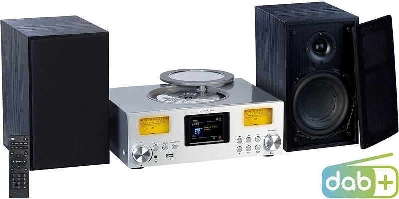VR-Radio Kompaktanlagen: Micro-Stereoanlage: Webradio, DAB+, CD, Bluetooth, App, 300 W, Silber (DAB
