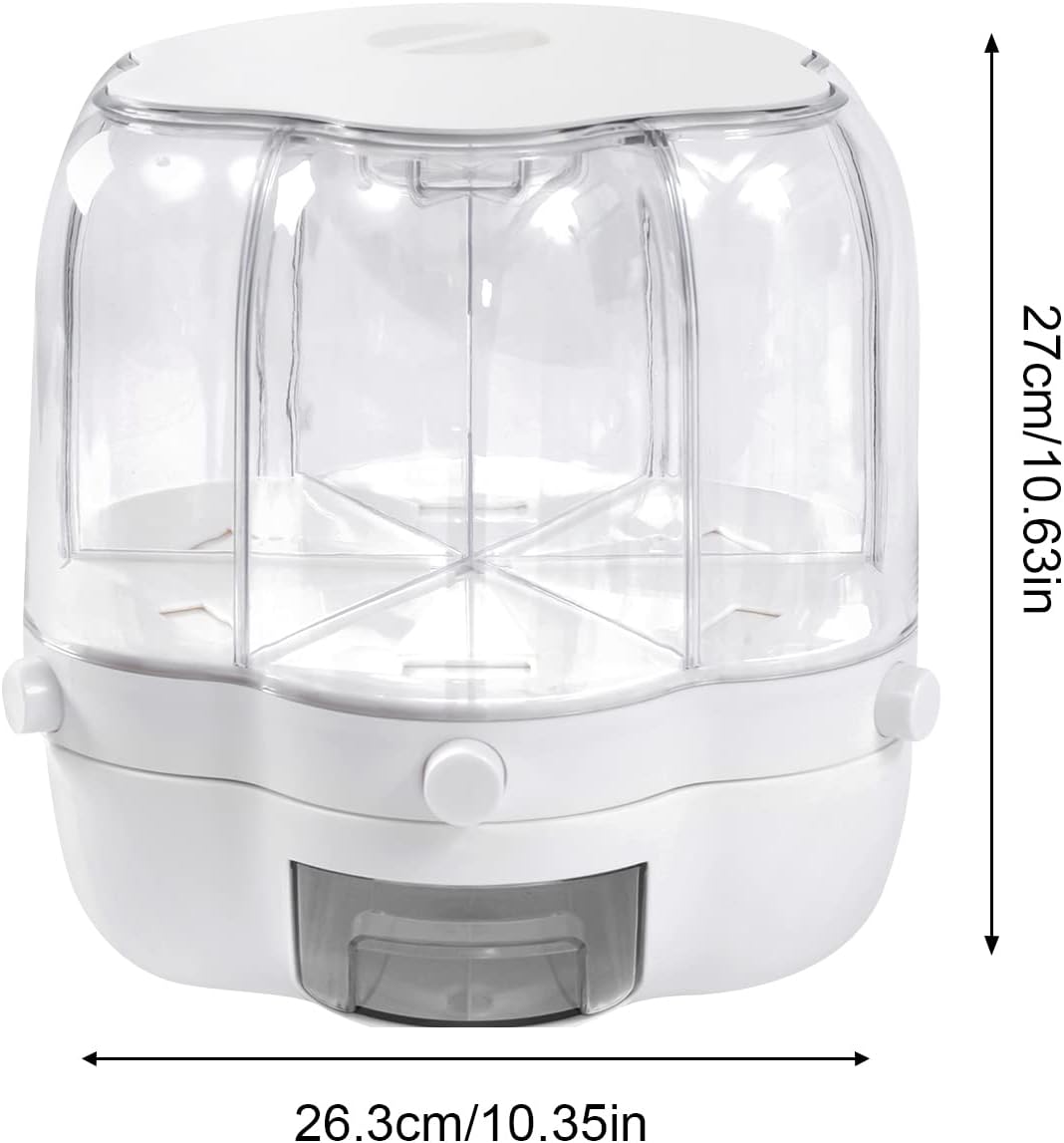 6-Gitter Reisspender Müslibehälter 360° Drehbarer Müslispender 8kg Kapazität PP/PET Material, Transp