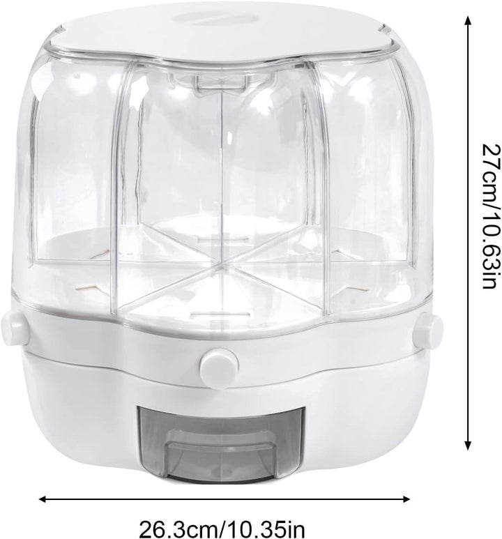 6-Gitter Reisspender Müslibehälter 360° Drehbarer Müslispender 8kg Kapazität PP/PET Material, Transp