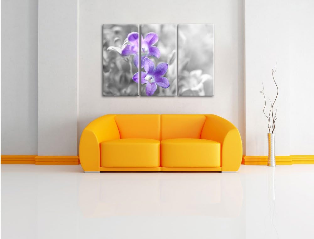 Pixxprint Lilane Lavendelblumen als Leinwandbild/Grösse: 3 Teilig (120x80) cm/Wandbild/Kunstdruck/fe