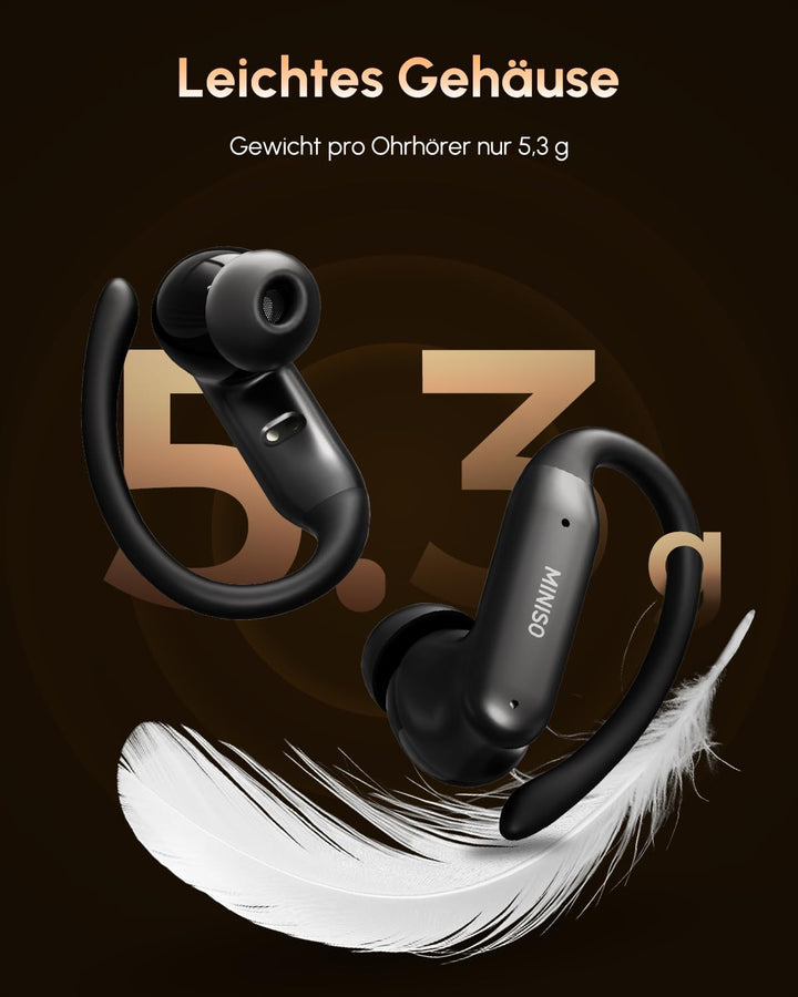 MINISO MS219 Kopfhörer Sport 2026 Neueste, Ohrhörer Bluetooth 6.0 mit Ohrbügel, In Ear Kopfhörer Blu