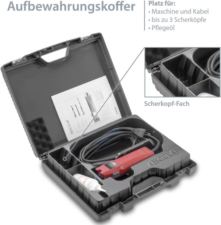 Aesculap EHASO Profi Hundeschermaschine GT-104 / Favorita 2 mit Scherkopf GT 710 1,8 mm + Aufschiebe