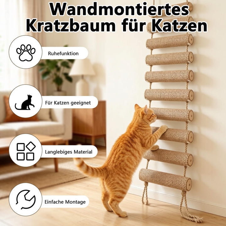 Sisalseil Katzenleiter 100 cm, Kletterleiter &amp; Katzentreppe für Wand, Balkon, Innen &amp; Aussen, Kratzb