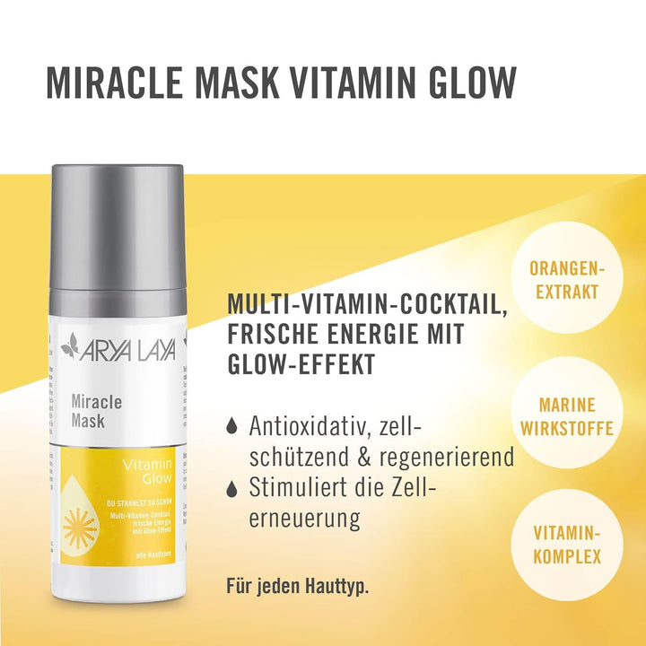 ARYA LAYA Miracle Mask Trio: pflegende Gesichtsmasken im Set, für alle Hauttypen: mit Glow-Effekt, G