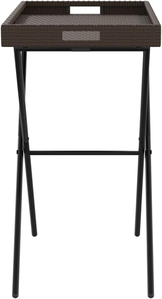 vidaXL Tabletttisch Klappbar Braun 65x40x75 cm Poly Rattan, Braun