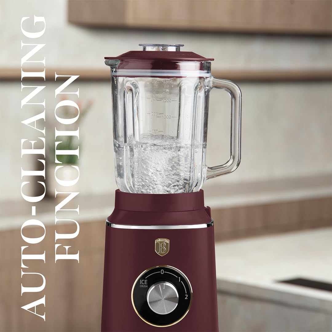Berlinger Haus Stabmixer/Tischmixer mit Glasbehälter 1,5 L 1000 W/matt bordeaux/Leonardo Collection