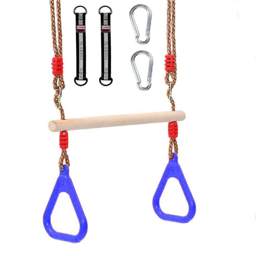 Multifunktions Kinderholz Trapeze Schaukel mit Kunststoffringen Turnringe Ringe zum Aufhängen belast