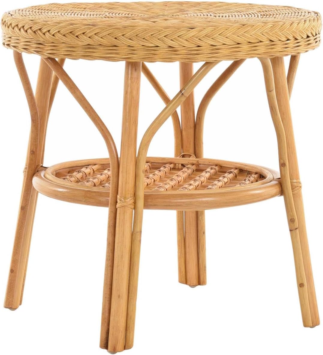 korb.outlet Rattan-Tisch/Beistelltisch Rund/Couchtisch Rattantisch Ablage (Honig)