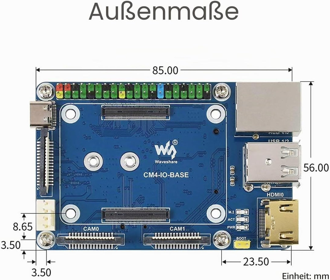 Waveshare Basisplatine für Raspberry Pi Compute Module 4 mit Standard CM4 Buchse und Raspberry Pi 40