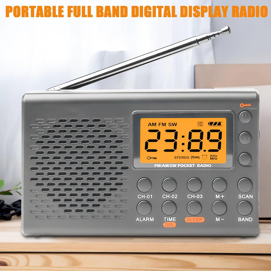 Tragbares Radio, AM,FM,SW Kofferradio mit LCD-Display, Batteriebetrieb, Eingebautem Lautsprecher Ala