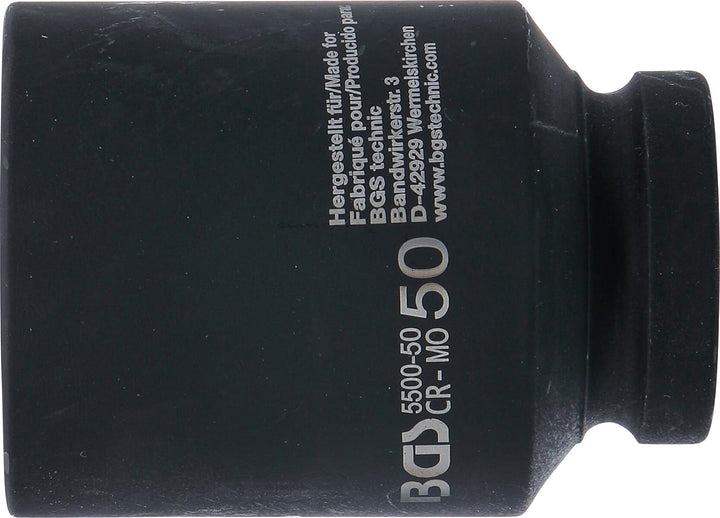 BGS 5500-50 | Kraft-Steckschlüssel-Einsatz Sechskant, tief | 25 mm (1") | SW 50 mm Schlüsselweite: 5