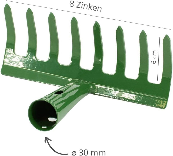Rekord - Laubrechen mit Stiel 19 cm Kleinrechen Gartenharke Stahl pulverbeschichtet Universal Rasenr