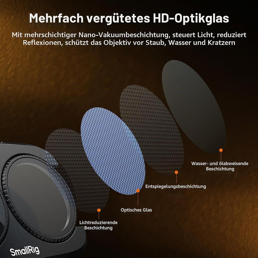 SMALLRIG Split Pocket 4P Filterkit für DJI Osmo Pocket 4P | Mit CPL, 1/4 Black Mist, VND1–5, Sockel,