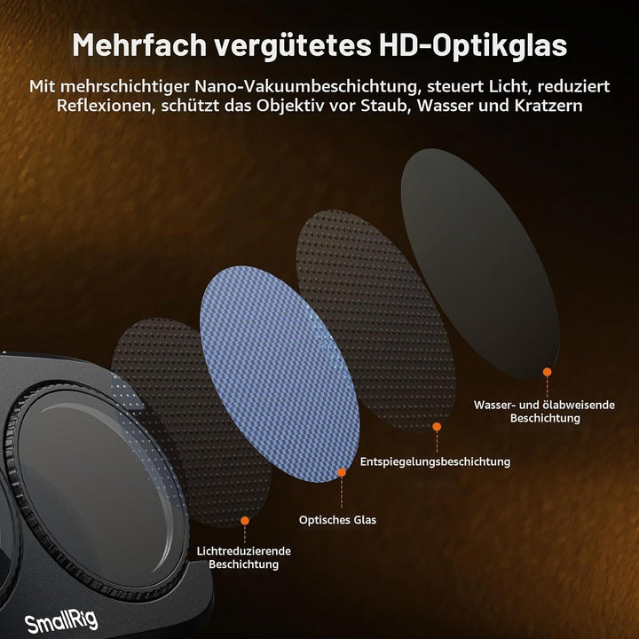 SMALLRIG Split Pocket 4P Filterkit für DJI Osmo Pocket 4P | Mit CPL, 1/4 Black Mist, VND1–5, Sockel,