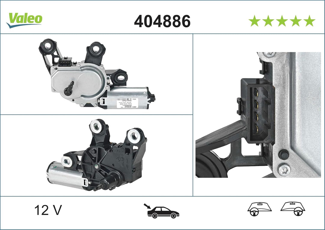 VALEO 404886 Wischermotor VALEO Heckwischermotor 404886 VW SEAT SKODA LEON TOLEDO FABIA BORA BORA BR