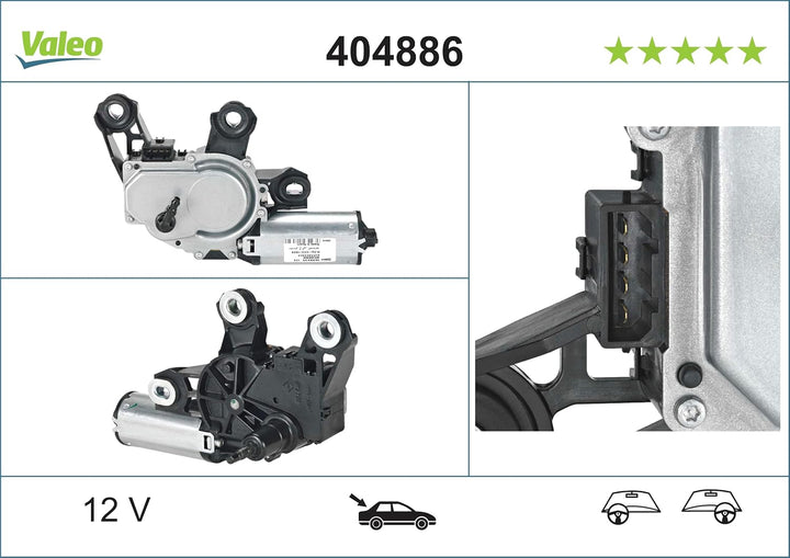VALEO 404886 Wischermotor VALEO Heckwischermotor 404886 VW SEAT SKODA LEON TOLEDO FABIA BORA BORA BR