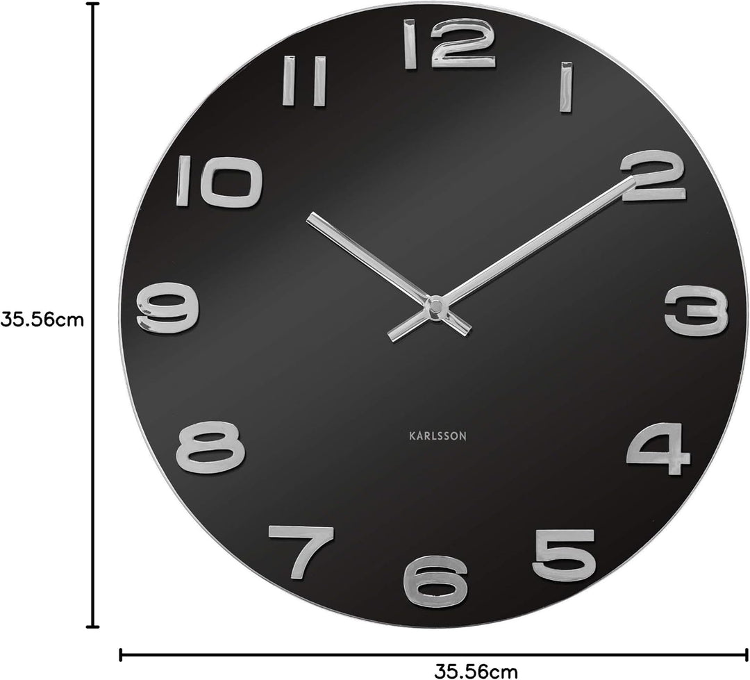 Karlsson KA4401 Wanduhr Vintage Glas Schwarz, Black, 35x35x4.2 cm 35x35x4.2 cm Schwarz, 35x35x4.2 cm