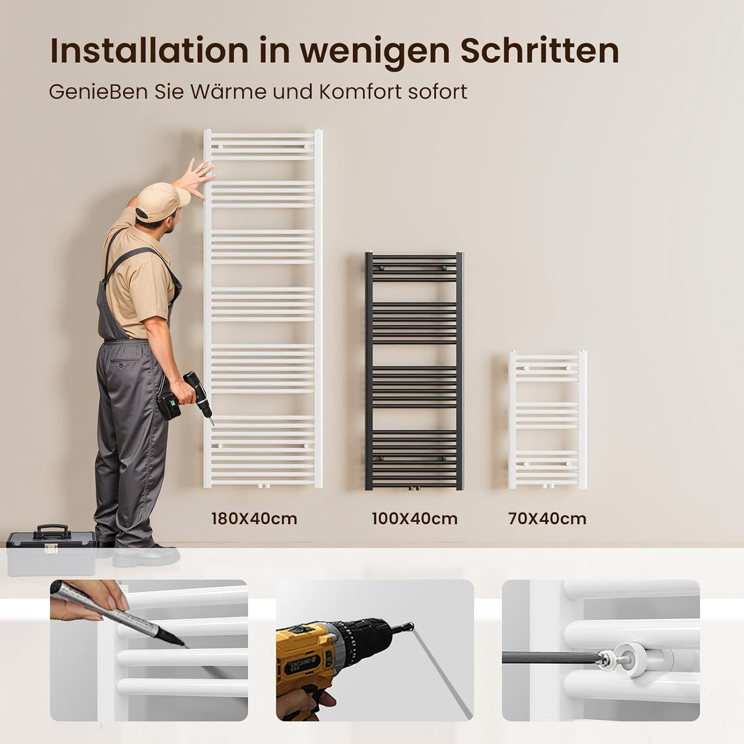 Heilmetz Badheizkörper Weiss Handtuchtrockner Heizung 700 x 400 mm Bad Heizkörper Handtuchheizkörper