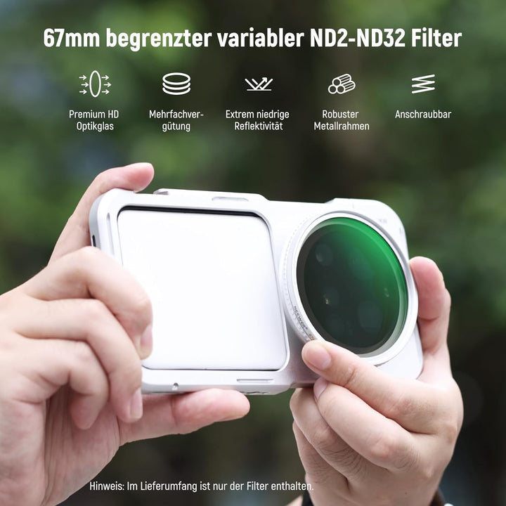 NEEWER 67mm variabler ND Filter Graufilter, einstellbarer ND2-32 (1-5 Stop), mehrfachvergütet HD Opt