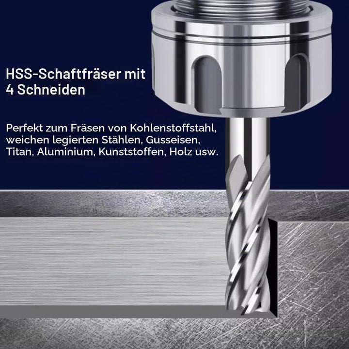 ASNOMY 10Stück HSS Schaftfräser CNC Drehmaschine geraden Schaft 2-12 mm, 4 Flöte Spiralfräser Schnei