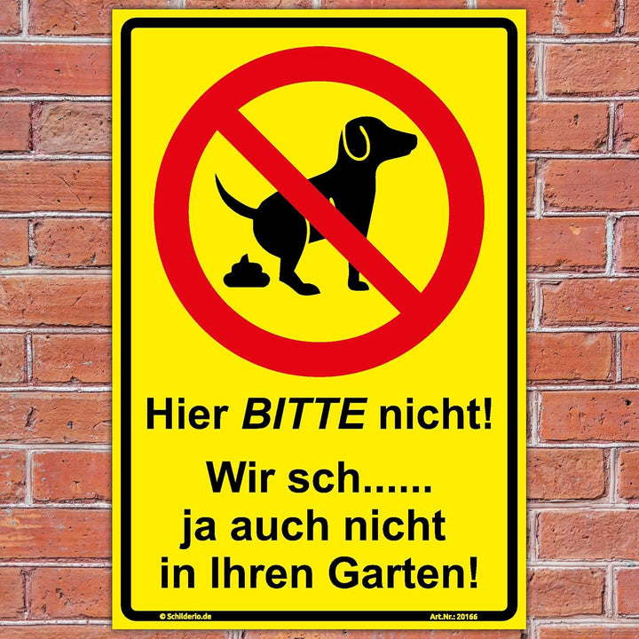 Schild Hier BITTE nicht Hinweisschild 600x400mm keine Hundetoilette, gelb, stabile Aluminiumverbundp