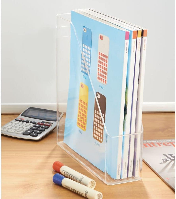 mDesign Plastic File Folder Bin Storage Organizer - Vertikal mit Griff - Hält Notizbücher, Ordner, U