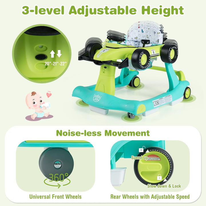 GIANTEX 4 in 1 Lauflernhilfe, Lauflernwagen klappbar mit einstellbarer Höhe &amp; Geschwindigkeit, Baby