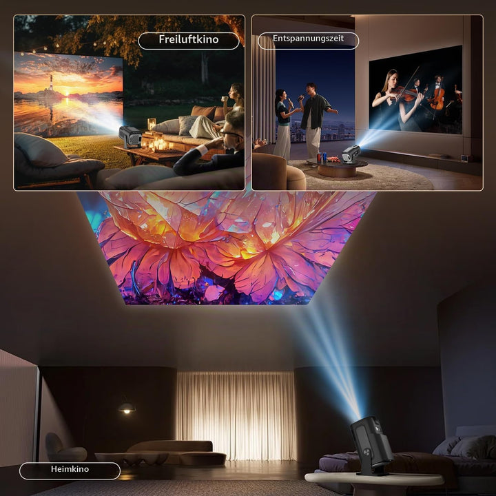 ZDSSY Mini Beamer 4k 1080P Unterstützt Klein Projektor Portable mit WiFi 6 BT 5.4,Tragbarer Video Sm