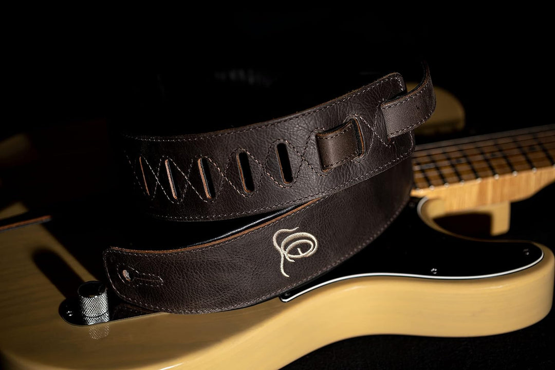 Ortega Guitars Echtleder Gitarrengurt längenverstellbar - Akustik Gitarre / Bass, E-Gitarre, E-Bass