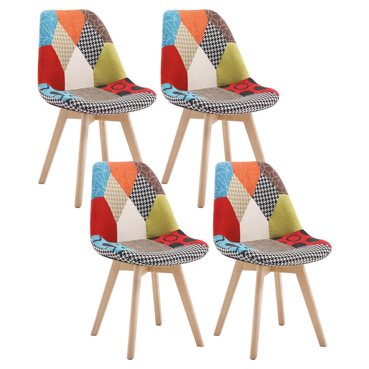 WOLTU® 4er Set Esszimmerstühle Küchenstuhl Design Stuhl Esszimmerstuhl Leinen Holz Mehrfarbig BH29mf