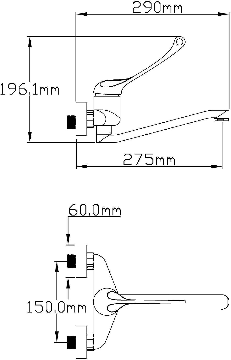 DP bath - Küchenhygienearmatur Lirio mit langem Hebel, 1 Stück, silber, BCLMH
