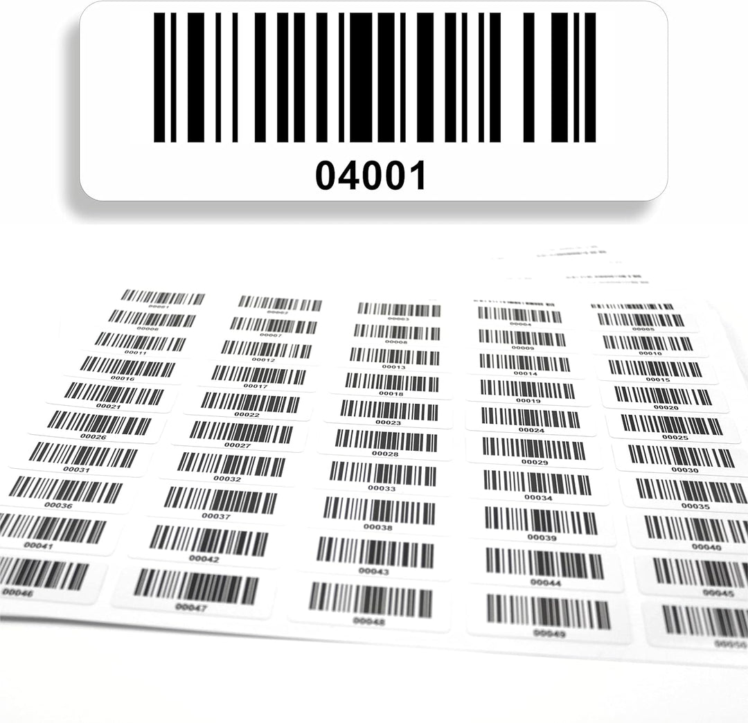 Barcodeetiketten 4001-5000 fortlaufend 5-stellig DGUV Prüfung Barcode Etiketten 1.000 Stck Strichcod