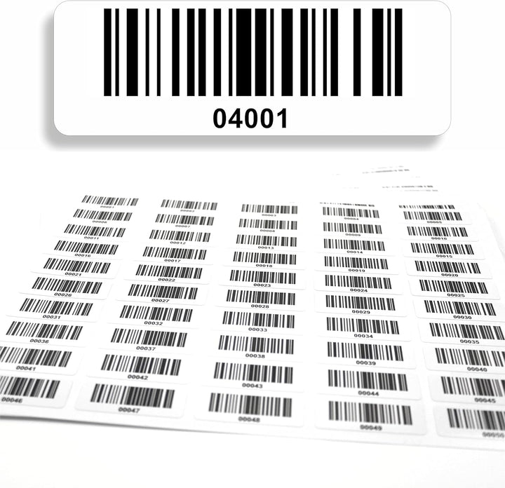 Barcodeetiketten 4001-5000 fortlaufend 5-stellig DGUV Prüfung Barcode Etiketten 1.000 Stck Strichcod