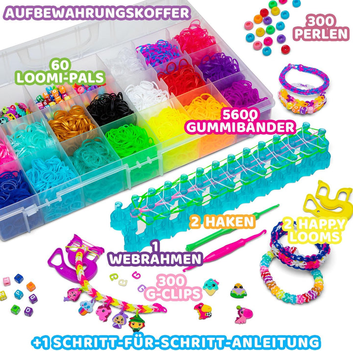 BANDAI - Rainbow Loom Mega Combo Set - Riesiges Set - Armbandherstellung - Bastelspass - Webstuhl mi