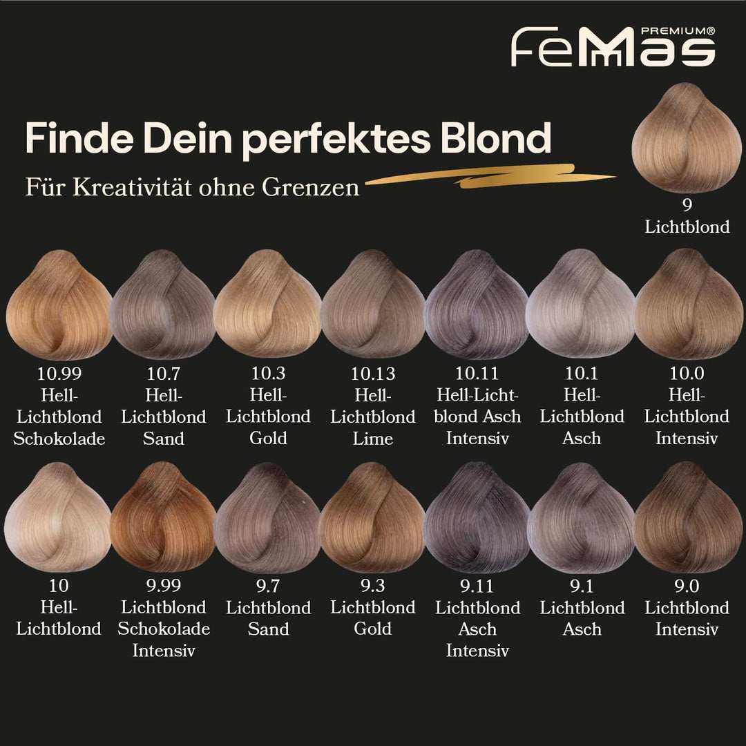 FemMas Haarfarbe 3x Hell Lichtblond Asch Intensiv 10.11 I Creme Haarfarbe mit Arganöl, Keratin & Cer