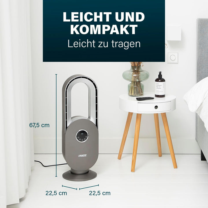 Princess Ventilator ohne Flügel - sicher, leise & effizient - 3 Geschwindigkeitsstufen & 3 Modi - Ti