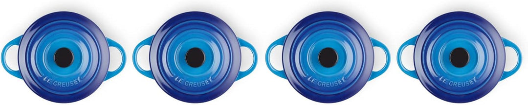 Le Creuset 4er-Set Mini Cocottes aus Steinzeug, je 200 ml, 10 x 5 cm, Azure, 79212102200100, Azure