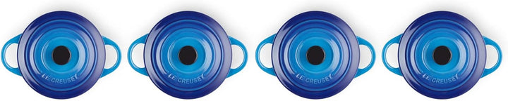 Le Creuset 4er-Set Mini Cocottes aus Steinzeug, je 200 ml, 10 x 5 cm, Azure, 79212102200100, Azure