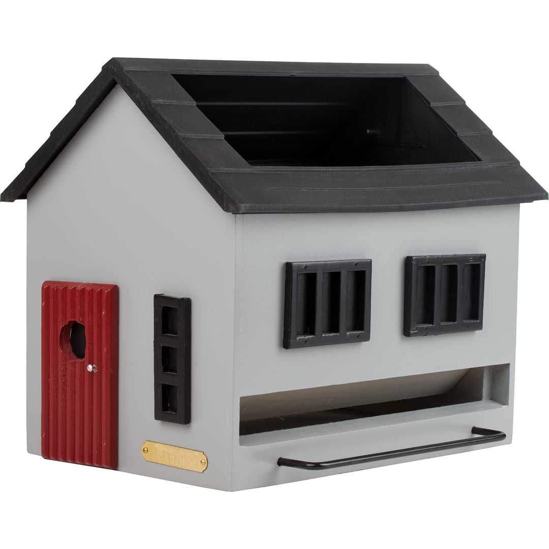Wildlife Garden WG356 Vogelfutterspender mit Bad Grau Haus - Vogelfutterhaus aus Holz