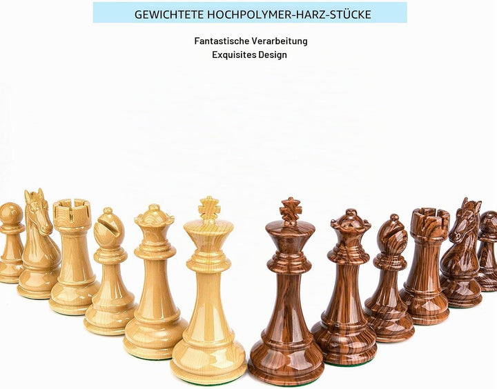 AMEROUS Schachfiguren mit hohem Polymer-Gewicht, mit 10,6 cm grossem King – 2 extra Queens – Geschen