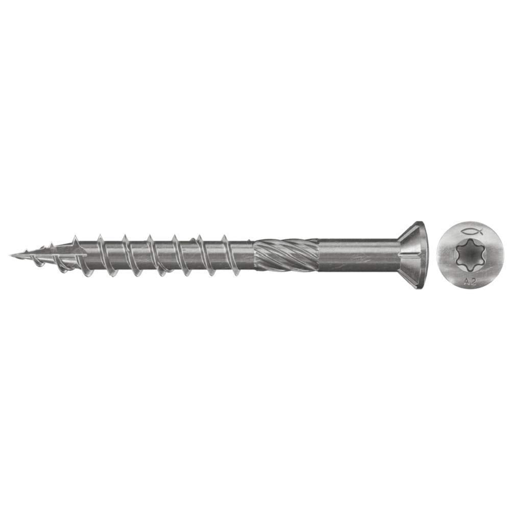 fischer Terrassenschraube 5,0 x 40, Senkkopf, Teilgewinde, nicht rostender Stahl A2, Innenstern Torx