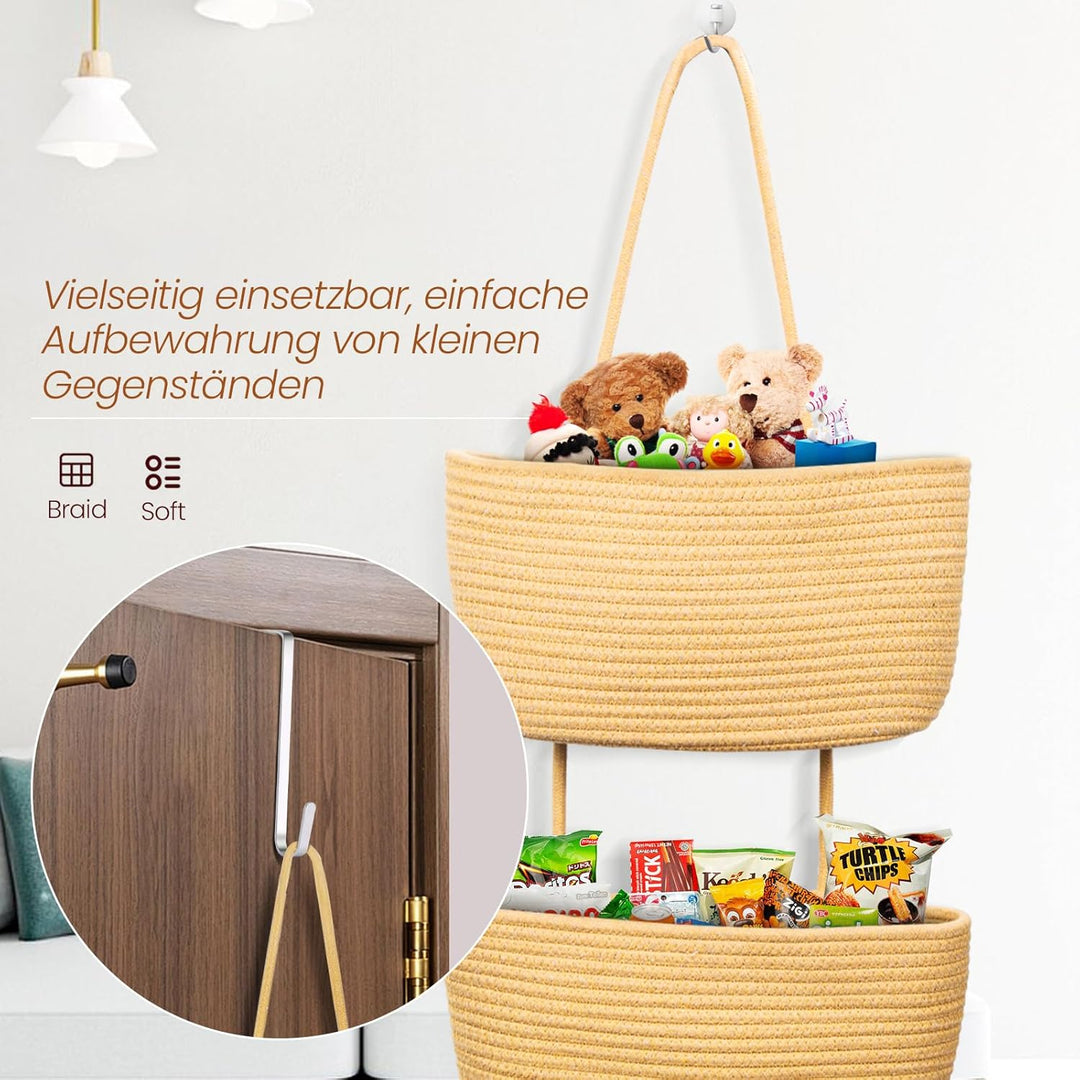 Hängender Organizer, Hängeorganizer Mit Haken, Wand Hängen Tasche Zum3-Tier, Hängeregal Stoff Wand a