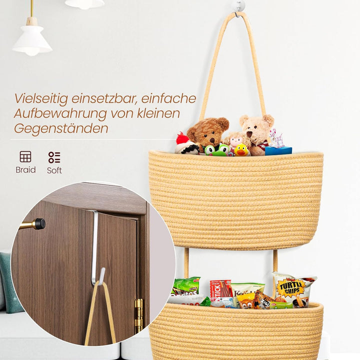 Hängender Organizer, Hängeorganizer Mit Haken, Wand Hängen Tasche Zum3-Tier, Hängeregal Stoff Wand a