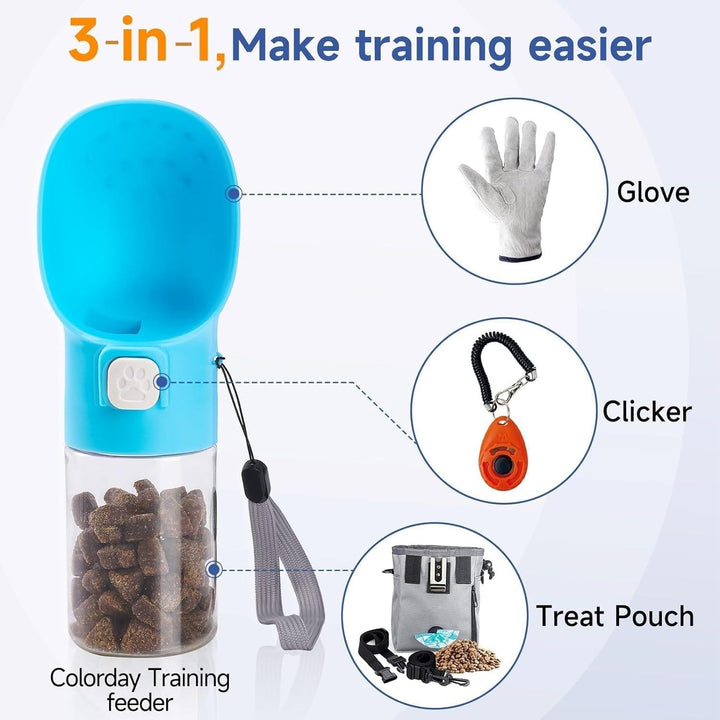 Colorday Futterspender für Haustiere, mit Klicker, Leckerli-Flasche, Leckerli-Beutel, für Training,