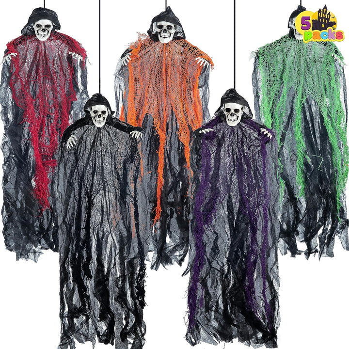 JOYIN 5 Stück Halloween hängende Sensenmänner, 70,1 cm, hängende Skelett Geister für Beste Halloween