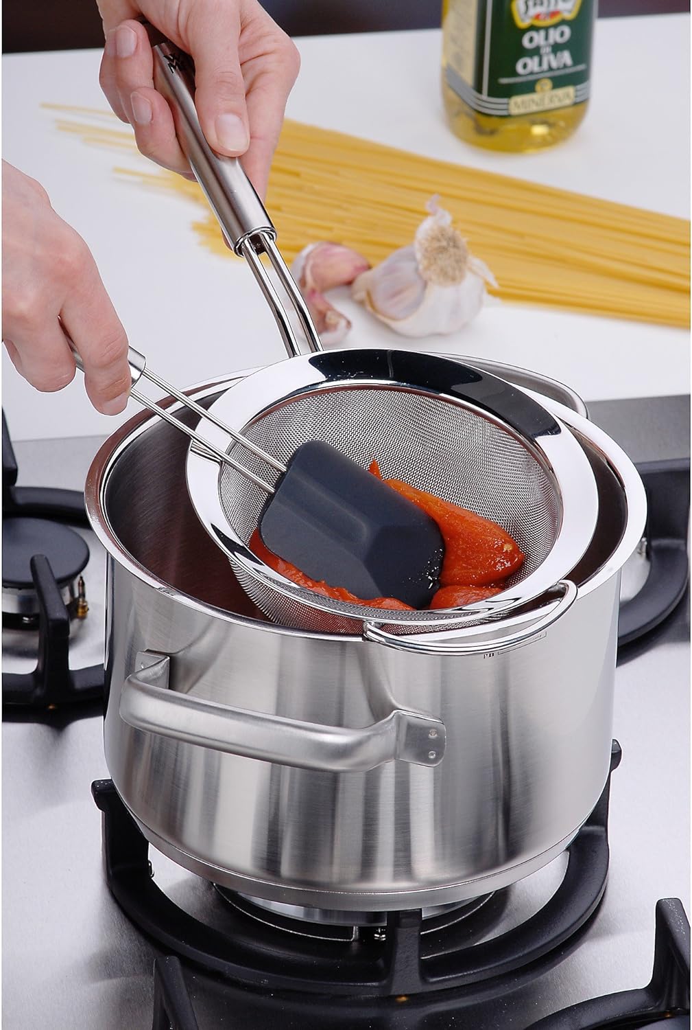 WMF Profi Plus Küchensieb 16 cm, mit Drahtgeflecht, Cromargan Edelstahl teilmattiert, spülmaschineng
