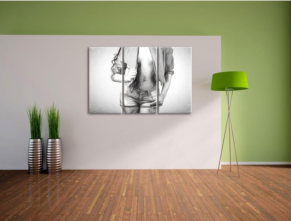 Pixxprint Sexy Woman als Leinwandbild/Grösse: 3 Teilig (120x80 cm) cm/Wandbild/Kunstdruck/fertig bes