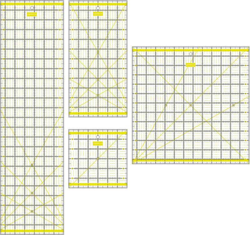 SEMPLIX Patchwork Lineal Set Inch (6x6 inch, 12x6 inch, 24x6,5 inch, 12,5x12,5 inch) (gelb)