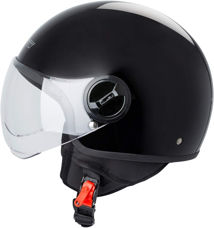 Motorradhelm Motorrad Roller Jet Helm Demi Avio Viser Homologiert SonicMoto 55-56 cm ( S) Schwarz, 5